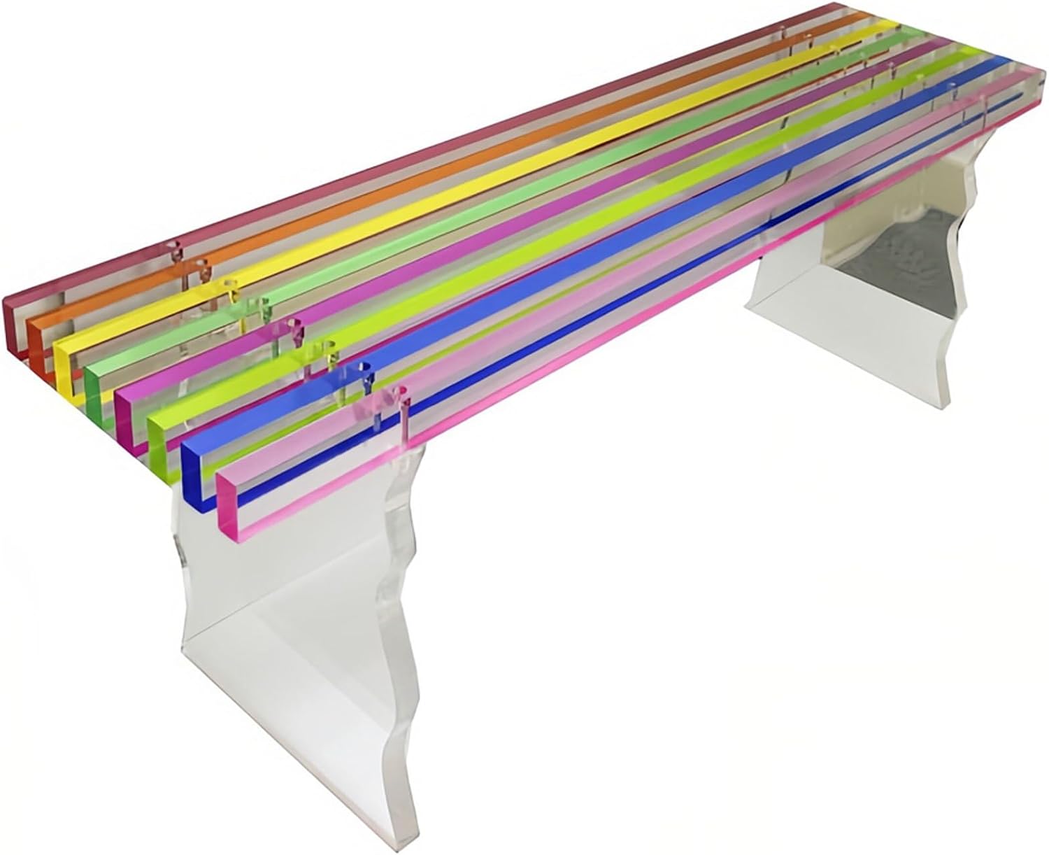 Acrylic Rainbow Color Storage Bench, Patio Bench, Suitable for Terraces, Balconies, Foyer, and Front Porches, Capable of Carrying 440 Lbs(35x23x22cm/14x9x9in)