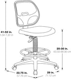 Office Star DC Series Deluxe Breathable Mesh Back Ergonomic Drafting Chair with Lumbar Support and Adjustable Footring, Black Fabric