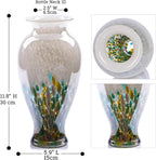11.8" Tall Blown Green Glass Vase, Colorful Opaque Glass Vase, Unique Design Wide Mouth Art Decoration for Home, Living Room, Dining Table, Pampas Grass Decor (Green)