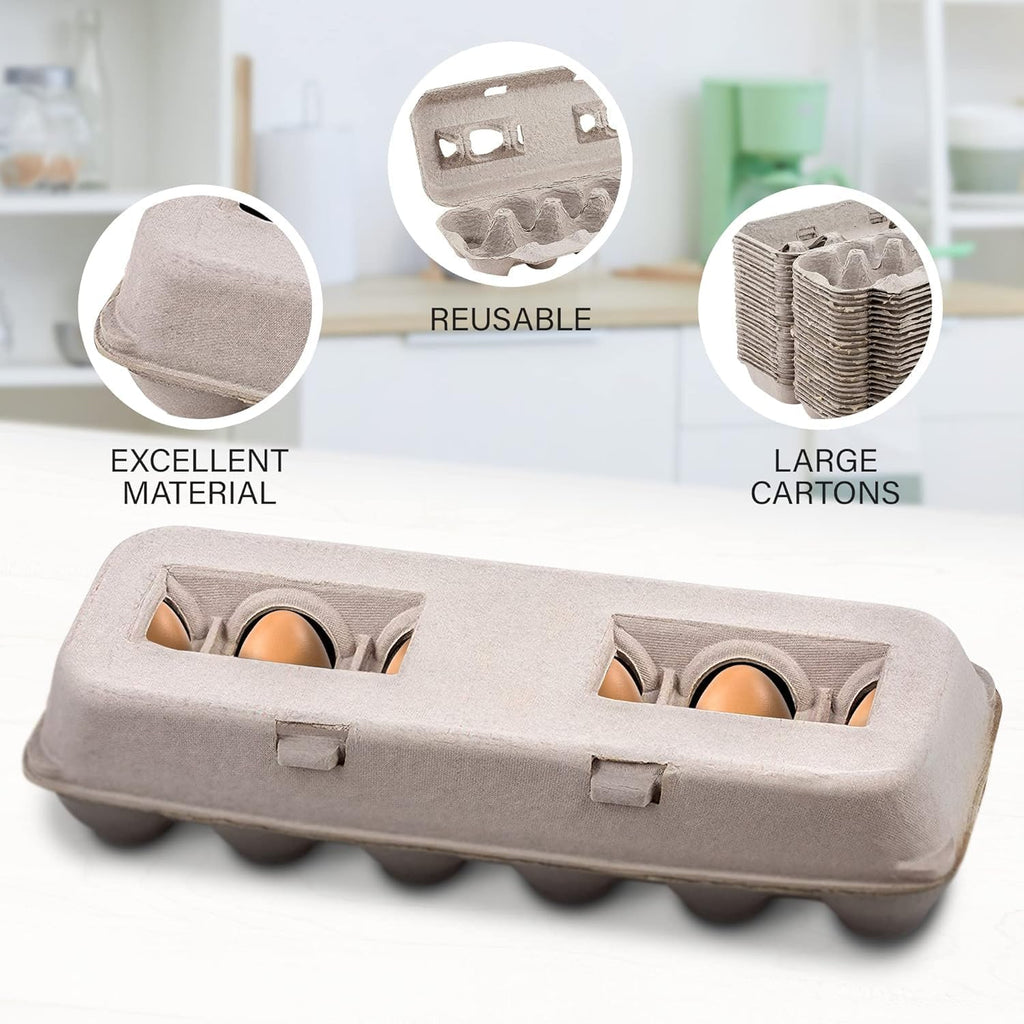 MT Products Blank Natural Pulp Egg Cartons Bulk - Made in USA - Holds Up to Twelve Eggs - Cardboard Material Perfect For Storing Extra Eggs (Pack of 5)