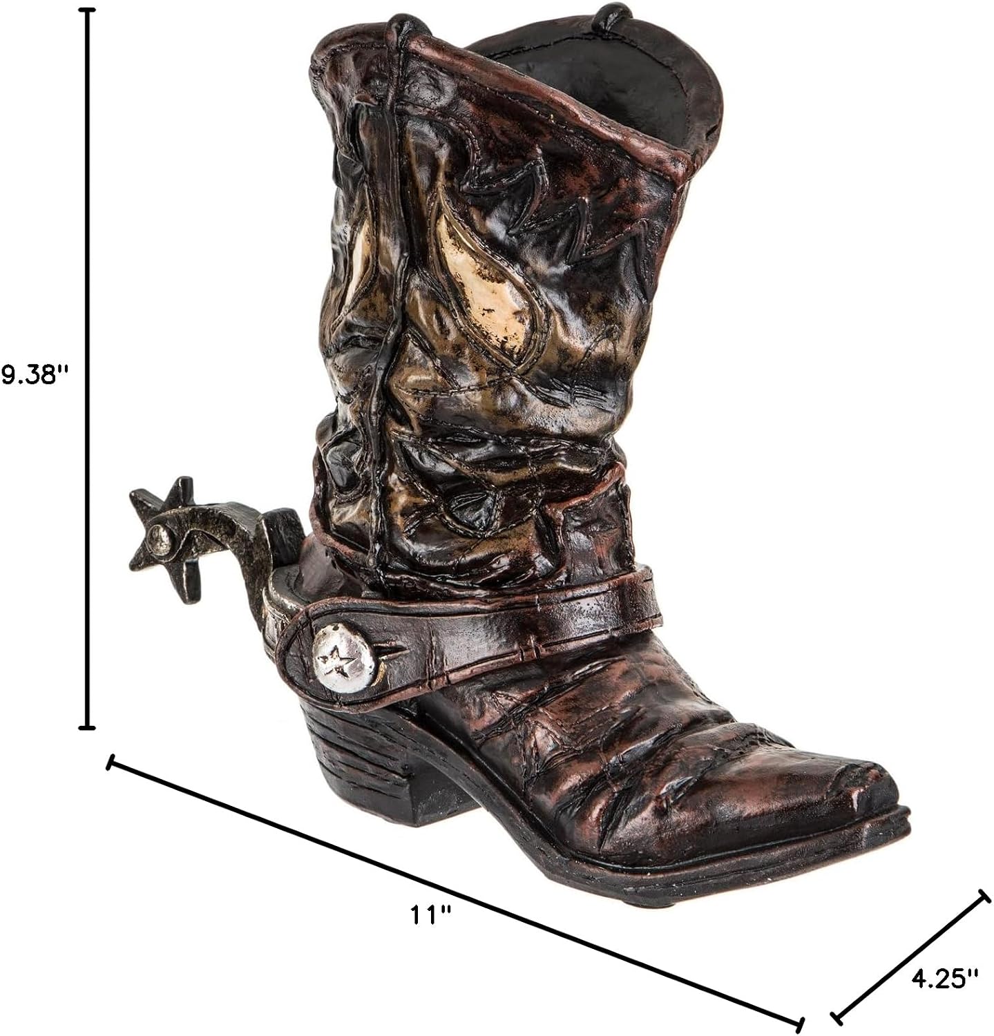 Hobby Lobby Western Star Spur Cowboy Boot Vase, 9.38" H x 10.94" W, Home Office Wedding Centerpiece Rustic Decor