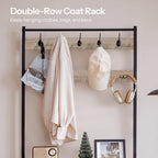 HOOBRO Hall Tree with Bench, Narrow Shoe Rack with Coat Rack, Coat Rack with Shoe Storage, 5 Tier Slanted Shoe Storage Organizer, Coat and Shoe Rack Entryway, Slim Hall Tree, Greige BG20MT01