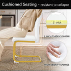 cinkehome Set of 6 Modern Dining Chairs, High Back PU Faux Leather Upholstered Armless Chair with Metal Legs for Kitchen Dining Room Living Room (White with Gold Legs)