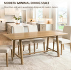 CIMOTA 69" Dining Table for 4-6, Wood Kitchen Table with Solid Wood Legs, Modern Farmhouse Dining Furniture for Dining Room, Living Room & Home Office, Natural Finish