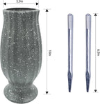 2PCS Cemetery Vases for Grave-Durable Plastic Grave Vases Flower Holder with Metal Spikes Bow Decor for Cemetery Headstones, Outdoor Grave Decorations for Memorial Gifts for Loss of Loved One - Grey