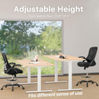 HYLONE Drafting Chair Tall Office Chair High-Back Mesh Standing Desk Stool with Adjustable Footrest Ring and Flip-Up Arms Black