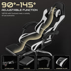 Gaming Chair with Footrest & Massage Lumbar, Ergonomic Reclining Gaming Chair 330lbs with Headrest Pillow for Office, Home & Long Gaming Sessions, White