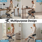 Ergonomic Kneeling Chair with Back Support, Office Kneeling Chair with Adjustable Height and Lumbar Support, Suitable for Banks, Conference Rooms, Offices, and Home Reception(Without Backrest)