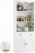Cyclysio 80" Tall Pantry Cabinet with 3-Tier Open Shelves, White Kitchen Pantry Storage Cabinet with Drawer, Kitchen Organizer with Built-in Baseboard Notch for Kitchen, Living Room, Bathroom