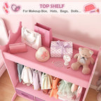 COSVALVE Kids Dress Up Storage with Mirror and Drawers, Kid Armoire Dresser, Pretend Storage Closet for Kids, Costume Wardrobe with Top Shelf for Playroom Bedroom, Lovely Pink