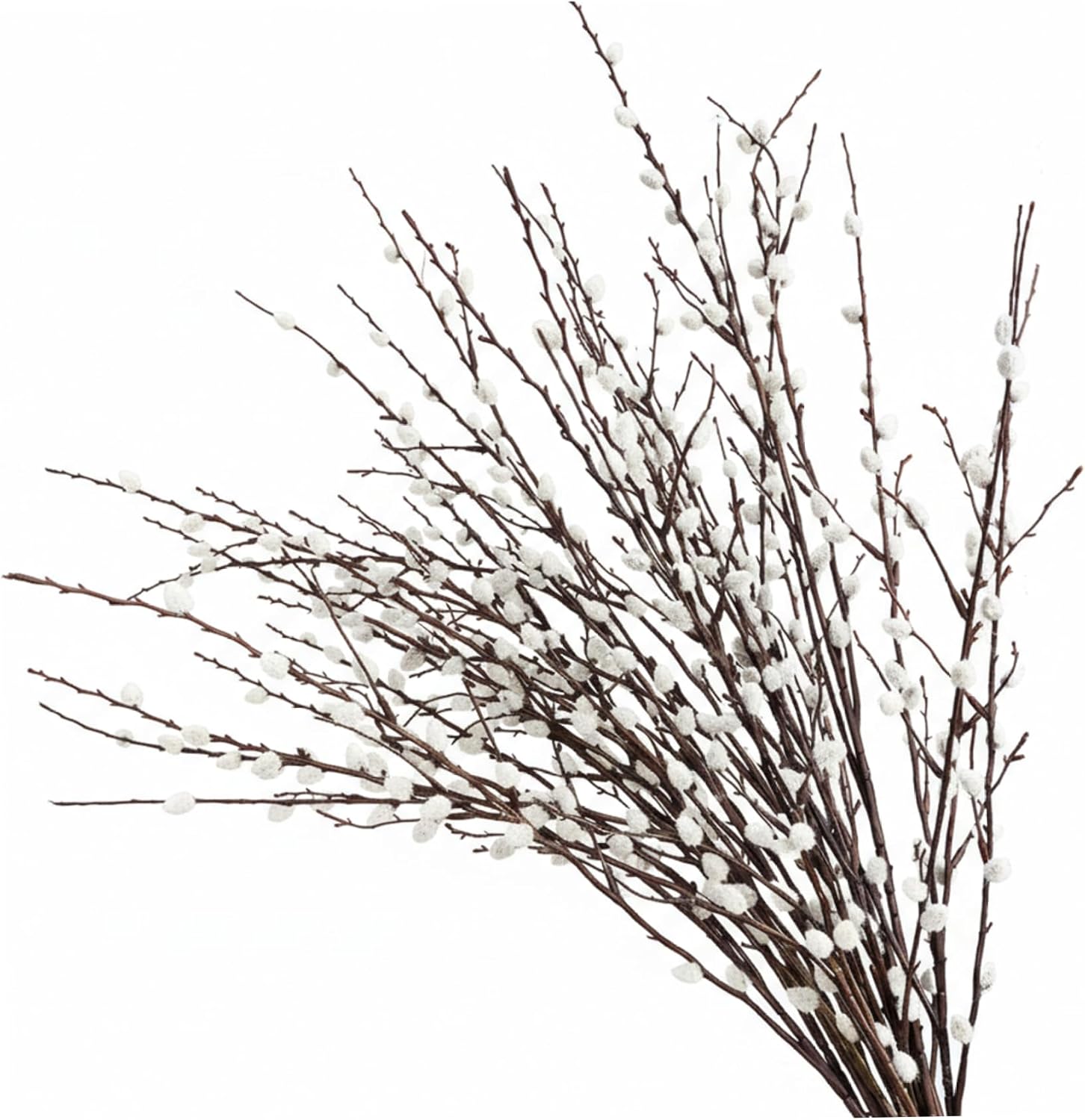 3 Bundles Faux Pussy Willow Branches 80cm Tall Vase Filler with White Fluffy Buds Realistic Pussywillow Branches for Vase Decor Home Office Wedding Decoration