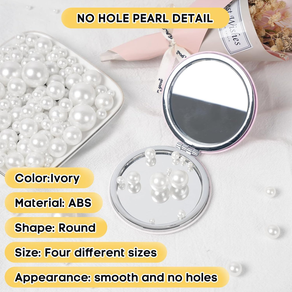 1300PCS Pearls for Crafting,White Pearl Beads with No Hole,Vase Filler Fake Pearls, Artificial Plastic Pearl Beads for Table Scatters, Wedding Party,Decoration