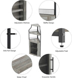 IDEALHOUSE 61'' Tall Corner Wine Bar Cabinet with Adjustable Shelves, 5-Tier Industrial Bar Cabinet with Glass Holder, Home Bar with Mesh Door for Liquor and Glasses, Grey