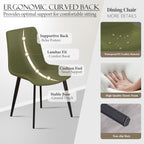 Modern Dining Chairs Set of 8, PU Leather Upholstered Dinner Chairs with Sturdy Metal Legs and Comfort Backrest, Armless Accent Side Chairs for Home Kitchen, Living Room (Green)