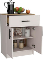 Multistorage Pantry Cabinet,Buffet Kitchen Sideboard,One Drawer,Two Interior Shelves Ivory - Natural Oak,15.9 * 23.6 * 33.5