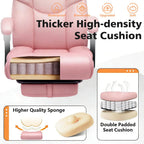 WAILOR 400lbs Office Chair with Foot Rest, Reclining Big and Tall Office Chair with Lumbar Support, High Back PU Leather Computer Chair,Comfy Desk Chair for Home Office (Pink)