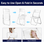 6 Pack White Plastic Folding Chairs, Lightweight Foldable Chair with 350lbs Capacity, Portable Seat with Sturdy Steel Frame for Indoor & Outdoor Use