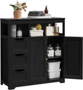 Yaheetech Bathroom Storage Cabinet, Wide Floor Cabinet with 3 Drawers and 2 Doors, Barhroom Storage Organizer with 2 Open Shelves, Adjustable Shelf, for Living Room, Kitchen, Hallway, Black