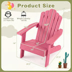 Giantex Kids Adirondack Chair, All-Weather HIPS Children's Outdoor Chair with Tilted High Backrest, Toddler Beach Chair for Garden Patio Backyard, Kids Lawn Chairs for Age 3-7 (1,Pink)