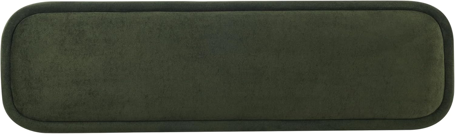 Christopher Knight Home Damas 60.04" Fabric Upholstered Dining Bench, Wooden Entryway Bench, Long Sofa Footstool for Living Room, Bedroom End of Bed Bench, Olive Green+Walnut