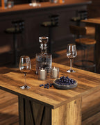 LITTLE TREE Bar Table with Storage Cabinet, 39.4" H Square High Top Pub Table, Wood Bistro Cocktail Table, Farmhouse Design with 3-Tier Cabinet for Pub, Bistro, Bar, Coffee, Dining Rustic Brown