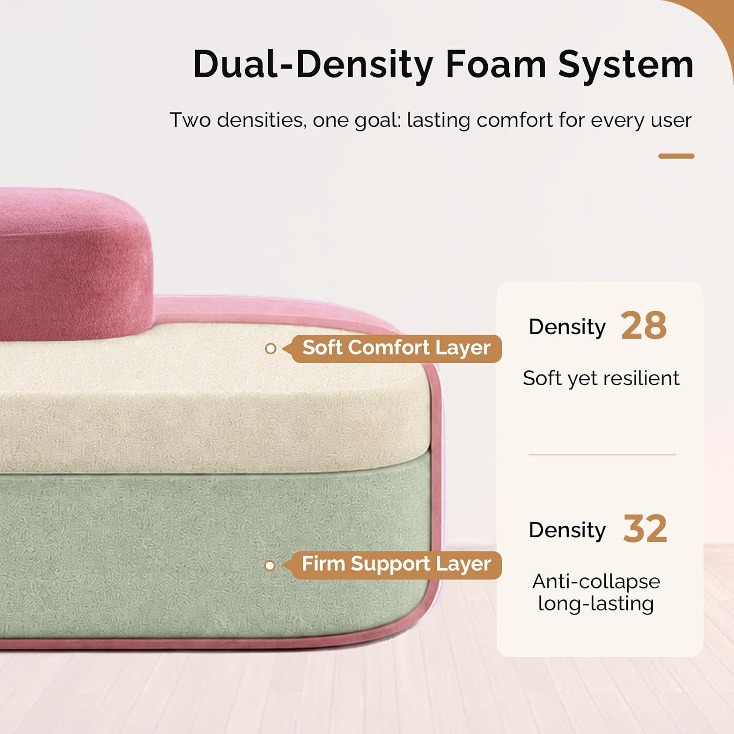 OmySalon 71.6'' Double-Sided Plush Waiting Room Bench, Fully Assembled, Seating for 4-6 People, Lobby Furniture for Beauty Salon, SPA & Office Lobby, Pink