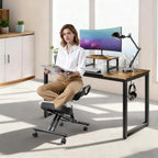 Ergonomic Kneeling Chair, Kneeling Chair with Locking Wheels, Adjustable Height Support Chairs, PU Computer Kneel Chairs for Living Room