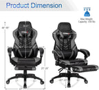 GYMAX Gaming Chair, Ergonomic Computer Chair with Footrest, Linkage Armrests & Lumbar Cushion, Big Wide High Back Video Gaming Chair, Reclining Office Rolling Chair for Adult/Teens (Gray)