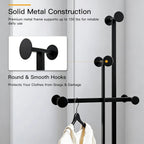 JIAYUEJU Heavy Duty Coat Rack Freestanding, Metal Coat Rack Stand with Marble Base, Corner Coat Tree for Entryway, Hallway, Bedroom, Office, Hotel (Black)