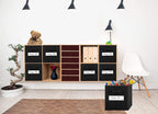 13x13x13 storage cube bins (Set of 10) Fabric storage cubes with 10 Labels Window Cards & a Pen, storage cubes 13x13, Collapsible 13 inch cube storage bins, Cubby Organizer Boxes, Black