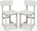 SERWALL Outdoor Bar Stools Set of 2, All Weather HDPE 25" Counter Height Bar Stools with Back, Outdoor Armless Barstools for Patio, Garden, Backyard, Balcony, Poolside, White