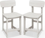 SERWALL Outdoor Bar Stools Set of 2, All Weather HDPE 25" Counter Height Bar Stools with Back, Outdoor Armless Barstools for Patio, Garden, Backyard, Balcony, Poolside, White