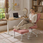 Cross Legged Office Chair, Velvet Ergonomic Criss Cross Chair with Wheels with Adjustable Height and Back Support for Yoga & ADHD, Wide Kneeling Chair, Home and Office,Yoga Chair, Pink