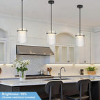 Biewalk Black Pendant Lights Kitchen Island with 10.2" Clear Glass Shade, Adjustable Modern Pendant Lighting Over Sink with LED, Minimalist Hanging Light Fixture for Dining Room Kitchen Bedroom