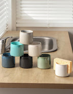 Ceramic Sponge Holder for Kitchen Sink, Scrub Sponge Dish Rack, Farmhouse Compact Sink Caddy Organizer, Glazed Green