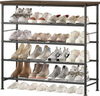 SUOERNUO Shoe Rack Organizer 5 Tier for Closet Entryway Free Standing Metal Storage Shoe Shelf with MDF Top Board，Black+Rustic Brown