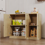 Furnify Buffet Cabinet with 3 Door, Kitchen Storage Cabinet with Adjustable Shelf, Coffee Bar Accent Cabinets for Living Room, Entryway, Natural Oak