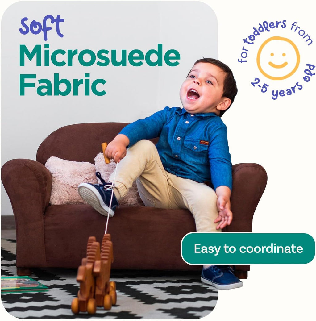 Keet Roundy Children’s Sofa – Durable Wooden Frame, Soft Microsuede Upholstery, Ergonomic & Padded Seat, Comfortable Toddler Couch for Ages 2–5, Ideal for Bedrooms, Playrooms & Daycares.