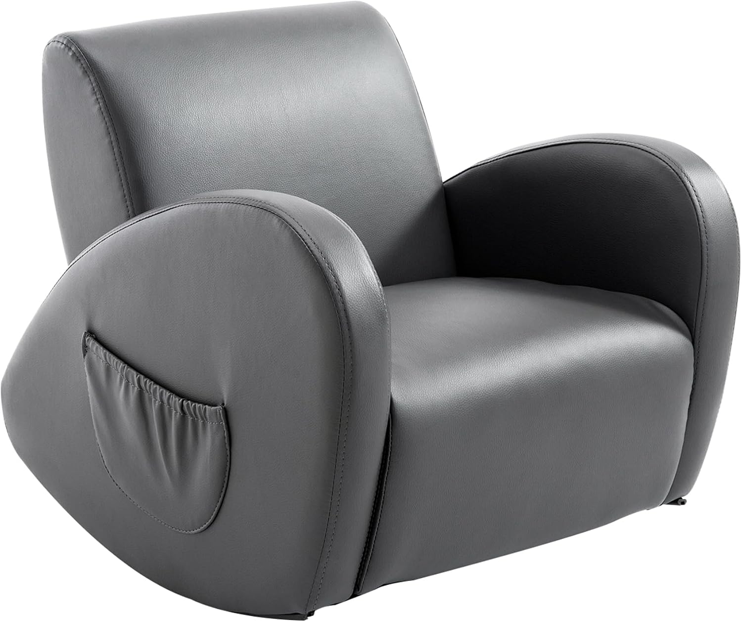 Sofa Rocking Chair with Side Pocket, PU Leather Toddler Armchair for Children Grey