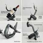 Thinker Statue Wine Rack, Transparent Gray Modern Rack for Kitchen Table Decor, Single Wine Bottle Holder Countertop for Bar, Small Bottle Holder Rack