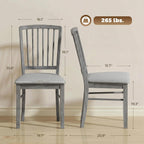 HOMCOM Farmhouse Dining Chairs Set of 2, Upholstered Linen Fabric Kitchen Chairs with Solid Rubberwood Legs for Kitchen, Dining Room, Rustic Gray