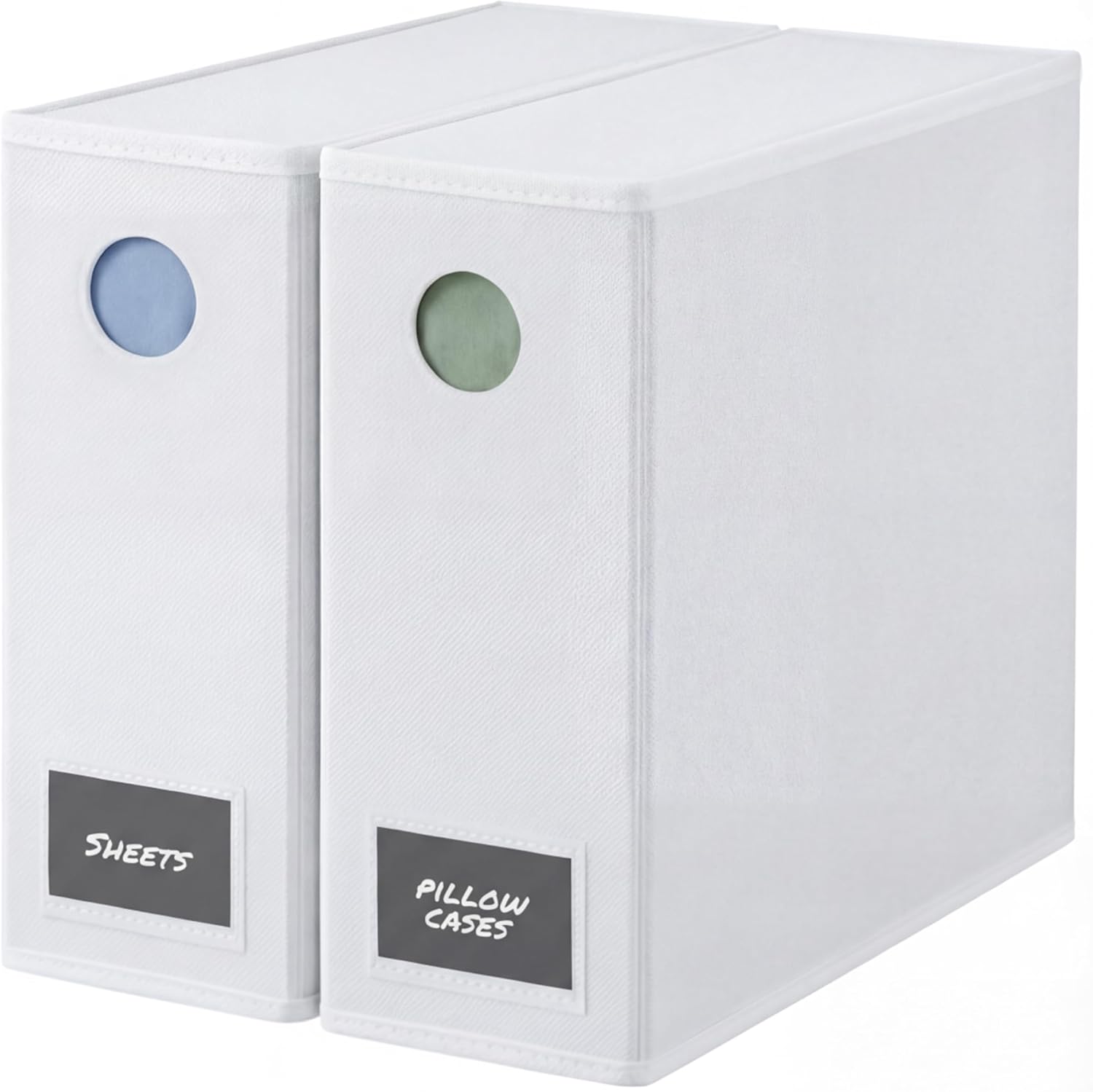 2 Pack Sheet Organizers - Foldable Storage Sheets Set Organizer for Linen Closet - King & Queen Size - Folder Keeper with Window XL - Blanket, Duvet & Pillowcases Dustproof Bedding Container - White