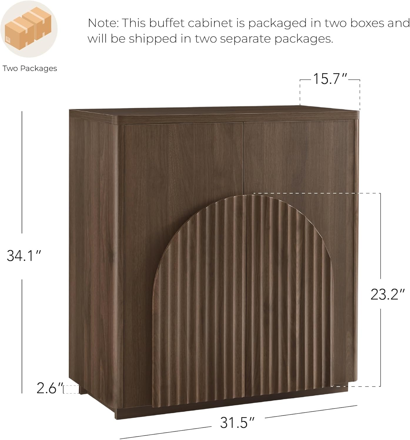 CHITA Sideboard Buffet Cabinet with Storage, Small Storage Cabinet with Doors and Shelves for Living Room Accent, Bar, Kitchen, Walnut