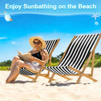 M METERXITY Beach Sling Chair Replacement Canvas, 16x44.5 Inch Folding Lounge Chair Fabric for Beach/Sunbathing/Courtyard/Garden, Outdoor Furniture Cloth [Pinstripe Black, Only Replacement]