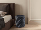 19.69" Modern Sculpture-Style Black Fiberglass End Table,Sofa Couch Side Table.Distorted Organic Design,Fully Assembled,Indoor/Outdoor Versatile.Artistic Accent for Living Rooms, Bedrooms & Patios