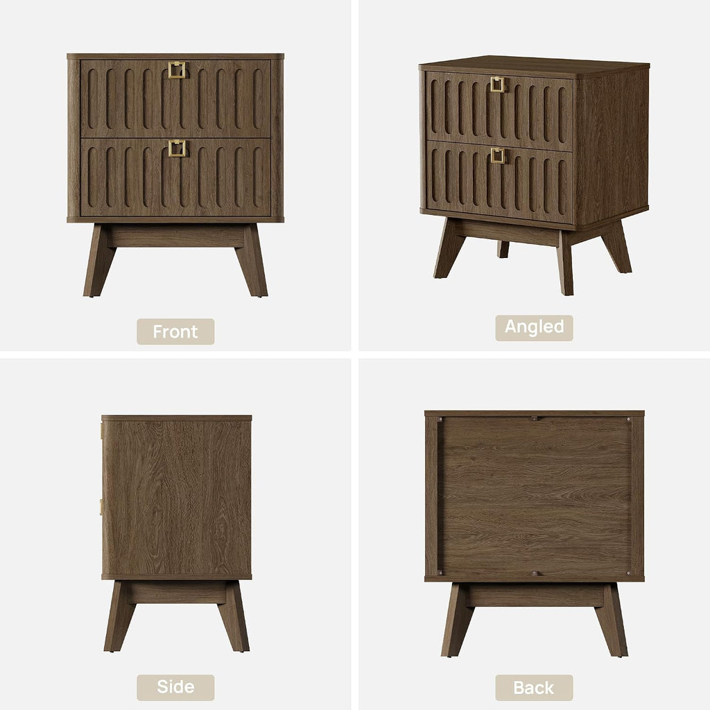 SICOTAS Nightstands Set of 2 with Drawers, 21" Wide Modern Bedside Tables | Modern 21" Wide Bedside Tables Set of 2 with Drawers, Stable Nightstands with Handle Accent End Tables for Bedroom, Apartment
