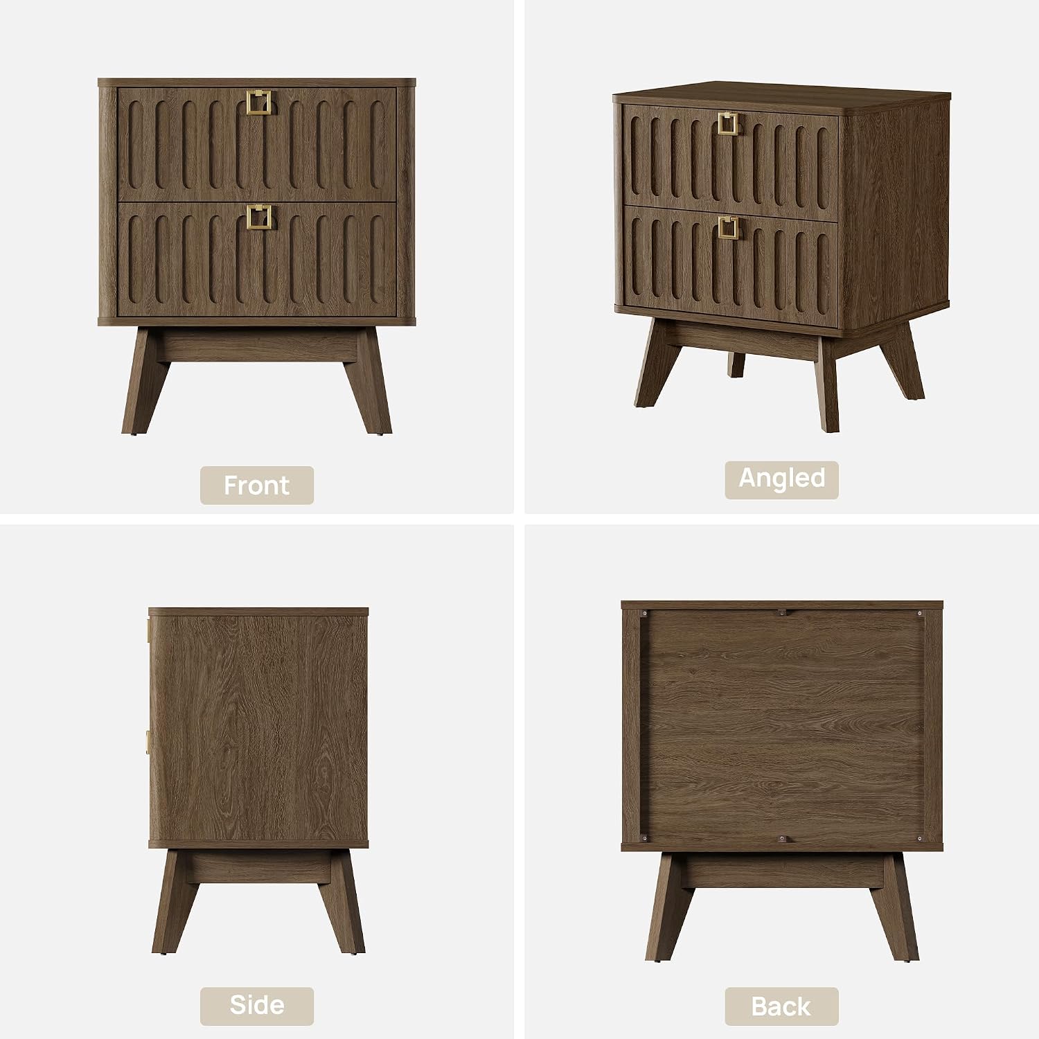 SICOTAS Nightstands Set of 2 with Drawers, 21" Wide Modern Bedside Tables | Modern 21" Wide Bedside Tables Set of 2 with Drawers, Stable Nightstands with Handle Accent End Tables for Bedroom, Apartment