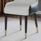 AF ARTISAN FURNITURE Black White Dining Chairs Set of 2 with High Backs Mid Century Modern Kitchen Dining Room Chairs PU Faux Leather Upholstered Large Padded Accent Chair with Legs