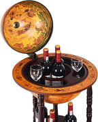 TANGZON 330MM/360MM Globe Drinks Cabinet, Movable Whisky Wine Spirits Cabinet with Casters, Wine Container Minibar Storage Wooden Cart (Brown)