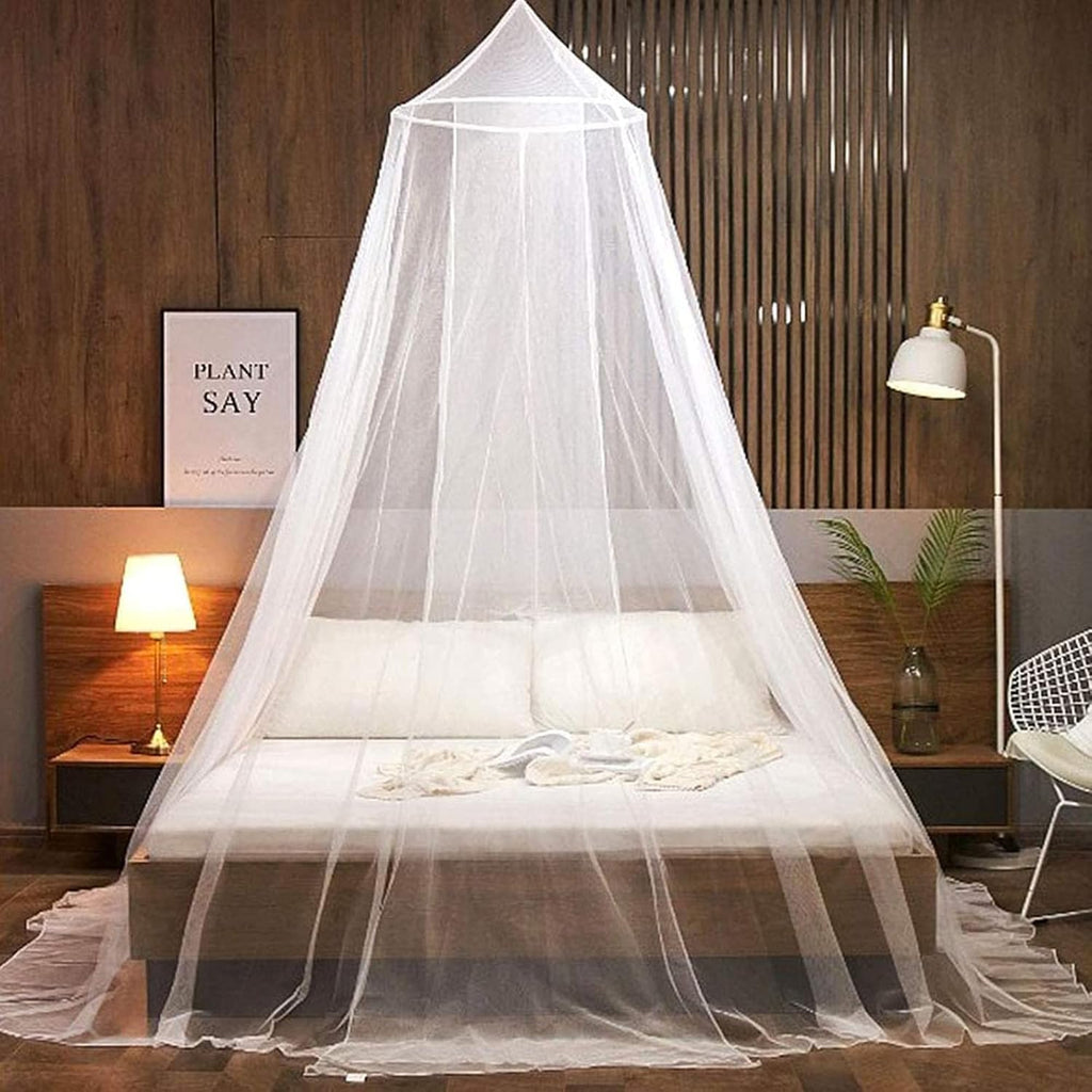 Bed Mosquito Net Canopy, Large Dome Hanging Mosquito Net for Single/Double Bed, Crib & Hammock, 12m Coverage, Ideal for Home & Travel, White